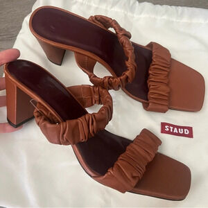 Staud Frankie Ruched Strap Heel Sandals